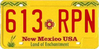 NM license plate 613RPN