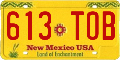 NM license plate 613TOB