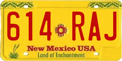 NM license plate 614RAJ