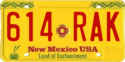 NM license plate 614RAK