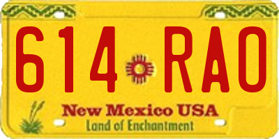 NM license plate 614RAO