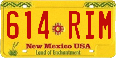 NM license plate 614RIM