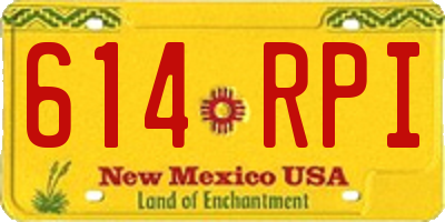 NM license plate 614RPI