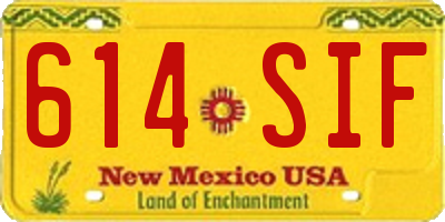 NM license plate 614SIF