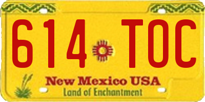 NM license plate 614TOC