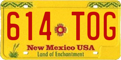 NM license plate 614TOG