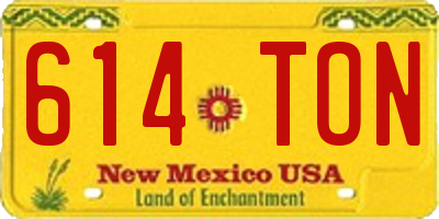 NM license plate 614TON