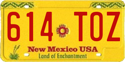 NM license plate 614TOZ