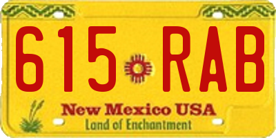 NM license plate 615RAB