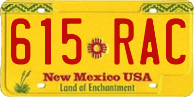 NM license plate 615RAC