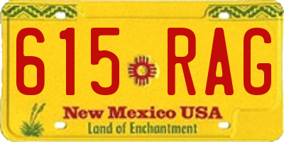 NM license plate 615RAG