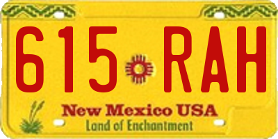 NM license plate 615RAH