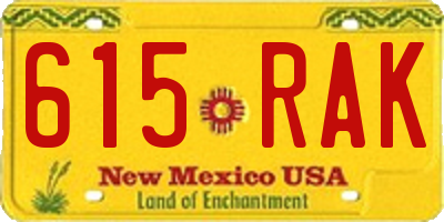 NM license plate 615RAK