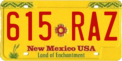 NM license plate 615RAZ