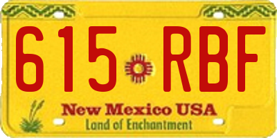 NM license plate 615RBF