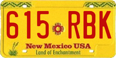NM license plate 615RBK