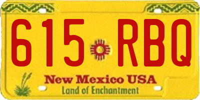NM license plate 615RBQ