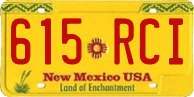 NM license plate 615RCI