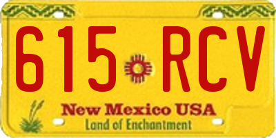 NM license plate 615RCV