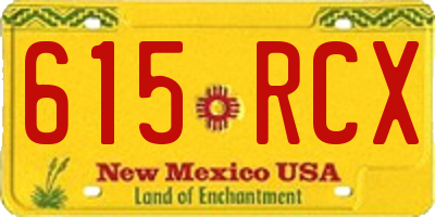 NM license plate 615RCX