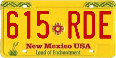 NM license plate 615RDE