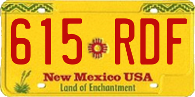 NM license plate 615RDF