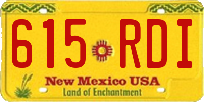 NM license plate 615RDI