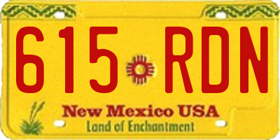 NM license plate 615RDN