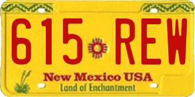 NM license plate 615REW