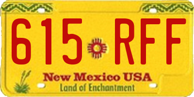 NM license plate 615RFF