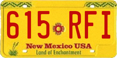 NM license plate 615RFI