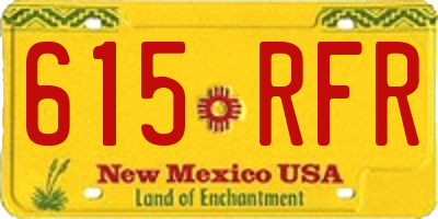NM license plate 615RFR