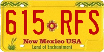 NM license plate 615RFS