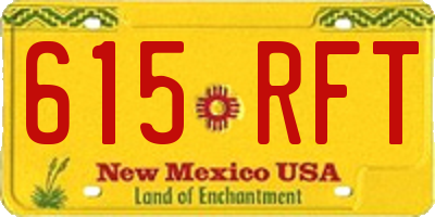 NM license plate 615RFT