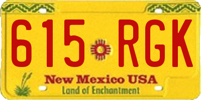 NM license plate 615RGK