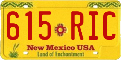 NM license plate 615RIC