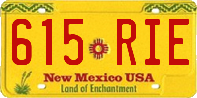 NM license plate 615RIE