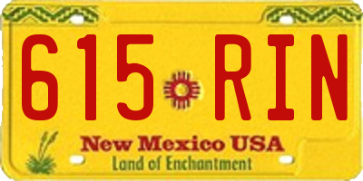 NM license plate 615RIN