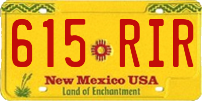 NM license plate 615RIR