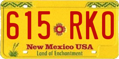 NM license plate 615RKO