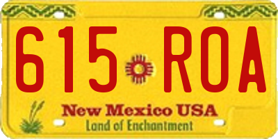 NM license plate 615ROA