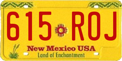 NM license plate 615ROJ