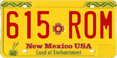 NM license plate 615ROM