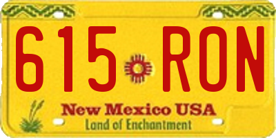 NM license plate 615RON