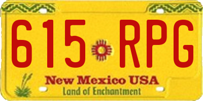 NM license plate 615RPG