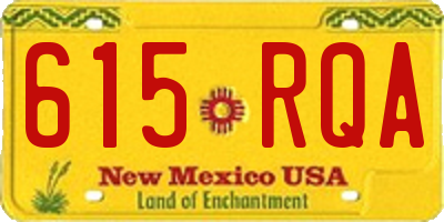 NM license plate 615RQA