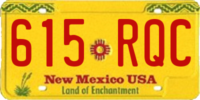 NM license plate 615RQC