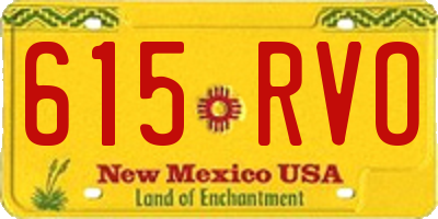 NM license plate 615RVO