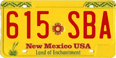 NM license plate 615SBA