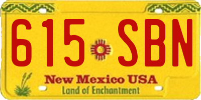 NM license plate 615SBN